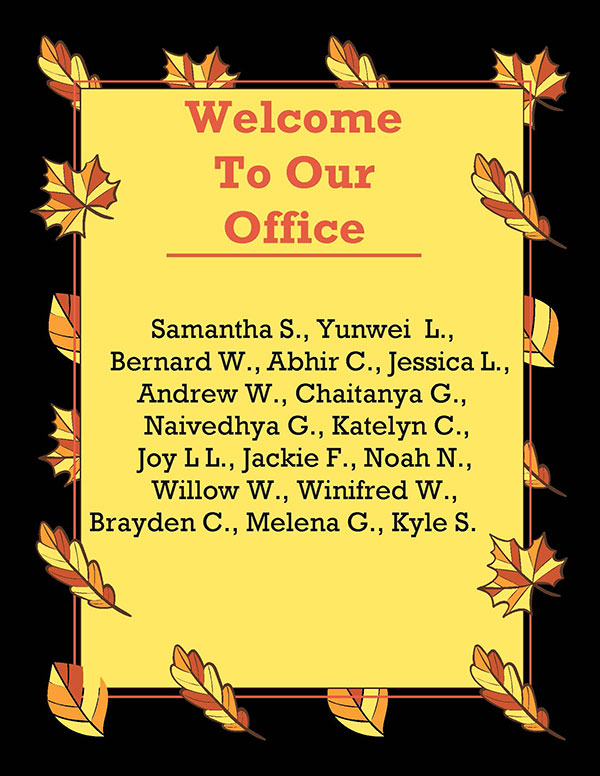Welcome to our Office in October 2025