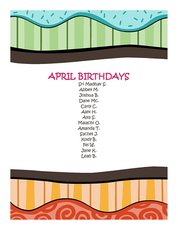 Birthdays in April 2026