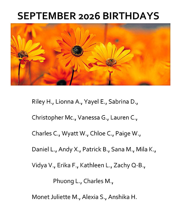 Birthdays in September 2026